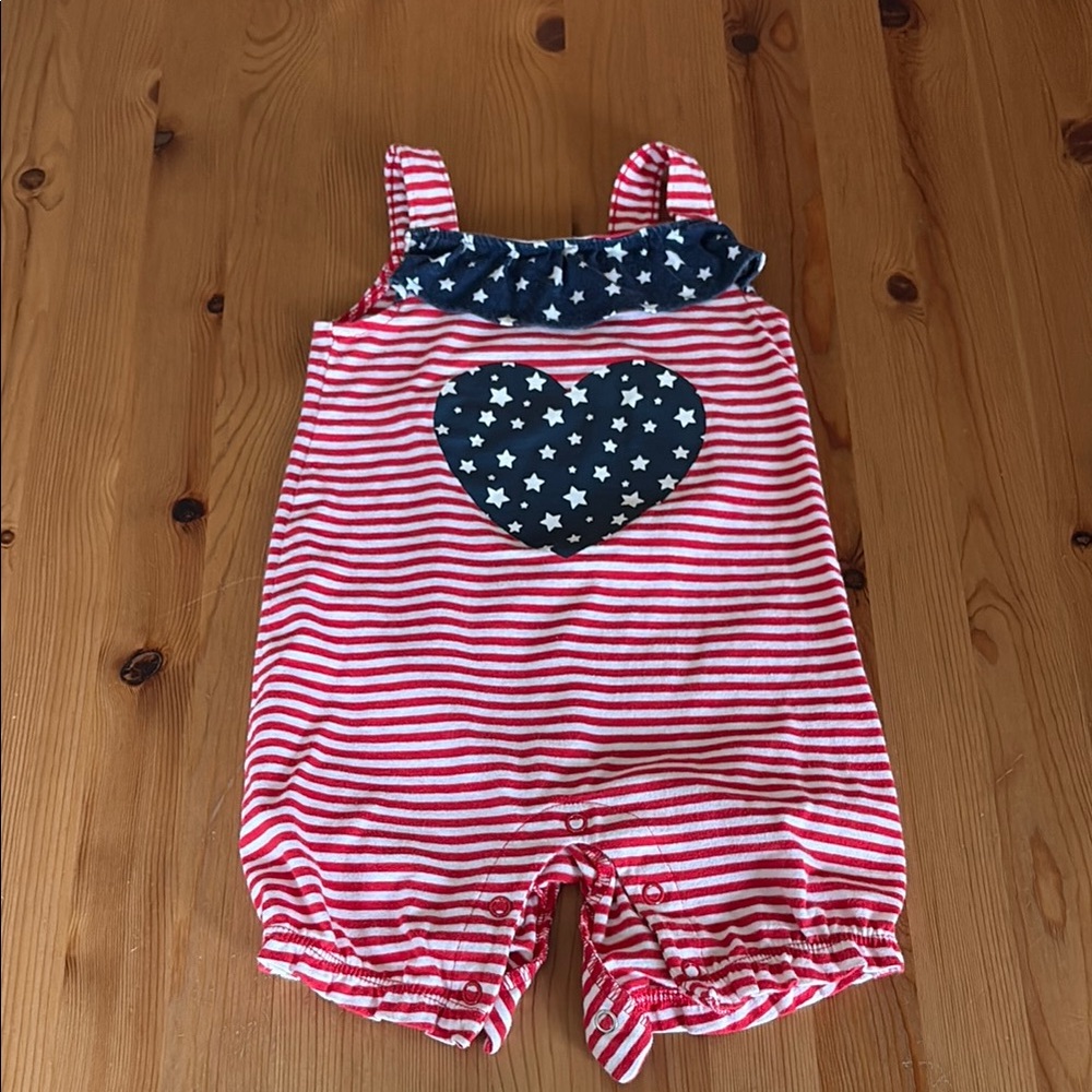 Striped Red and Blue Kids Romper